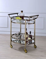 Lakelyn Brushed Bronze Metal/Clear Glass Oval Serving Cart