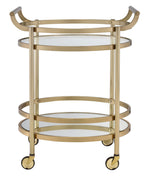 Lakelyn Rose Gold Metal/Clear Glass Oval Serving Cart