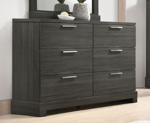 Lantha Gray Oak Hardwood Dresser with 6 Drawers