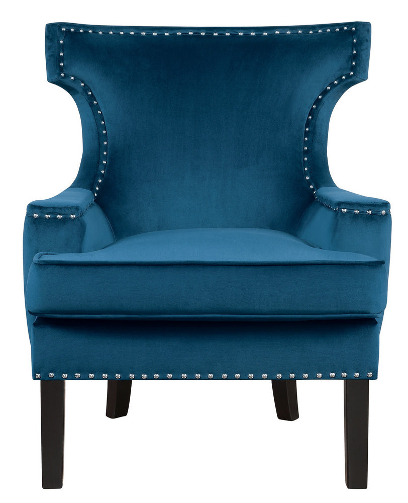 Lapis Blue Velvet Accent Chair with Nailheads