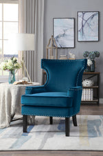 Lapis Blue Velvet Accent Chair with Nailheads