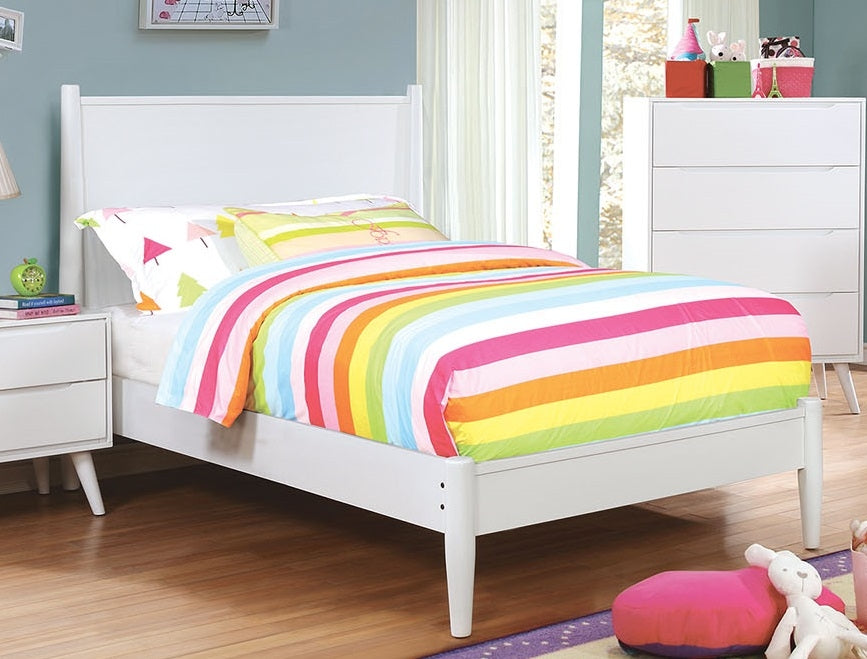 Lennart II White Wood Twin Bed