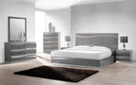 Leon Gray Wood Cal King Bed with LED Light