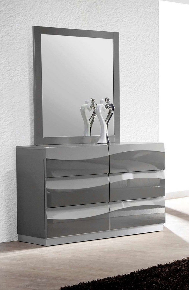 Leon Gray Wood Frame/Glass Dresser Mirror