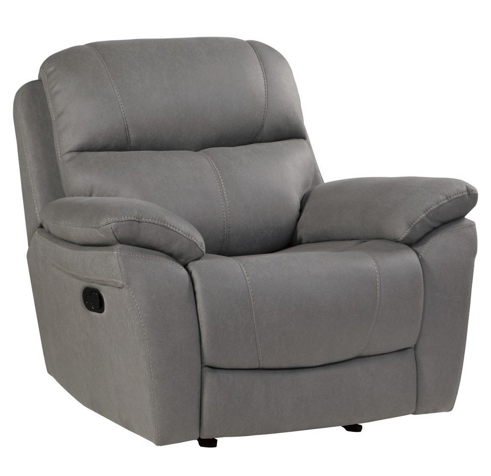 Longvale Gray Microfiber Glider Manual Recliner