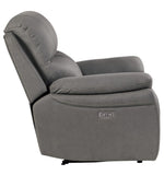 Longvale Gray Polished Microfiber Power Recliner