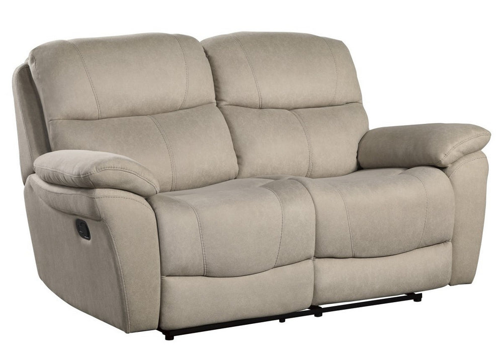 Longvale Tan Microfiber Manual Recliner Loveseat