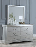 Louis Philippe III Platinum Wood 6-Drawer Dresser