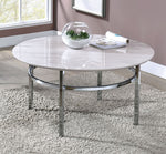 Mariah White Faux Marble/Chrome Coffee Table