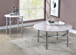 Mariah White Faux Marble/Chrome Coffee Table