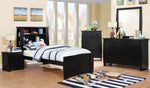 Marlee Black Twin Bed with Bookcase Headboard