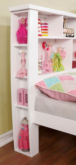 Marlee White Twin Bed with Bookcase Headboard