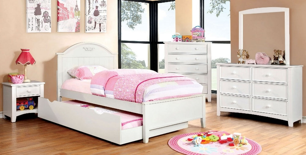 Medina White Twin Panel Bed with Trundle