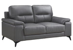 Mischa 2-Pc Dark Gray Top Grain Leather Sofa Set