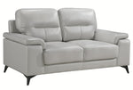 Mischa 2-Pc Silver Gray Top Grain Leather Sofa Set