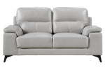 Mischa 2-Pc Silver Gray Top Grain Leather Sofa Set