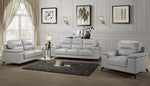 Mischa Silver Gray Top Grain Leather Loveseat