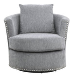 Morelia Dark Gray Chenille Fabric Swivel Chair