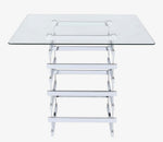 Nadie Chrome Metal/Clear Glass Counter Height Table