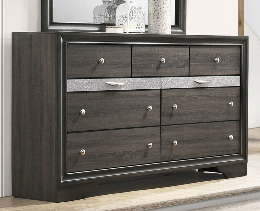 Naima Gray Wood Dresser with 2 Hidden Drawers