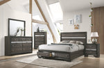 Naima Gray Wood King Bed with Storage