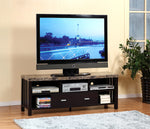 Noemi Red Cocoa Wood TV Stand with Faux Marble Top