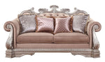 Northville Tan Velvet/Antique Silver Wood Loveseat