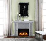 Nowles Mirrored Console Table with Fireplace & Faux Stones