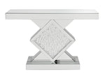 Nysa Mirrored Console Table with Rhombus Pedestal Base