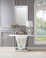 Nysa Mirrored Console Table with Trapezoid Pedestal Base