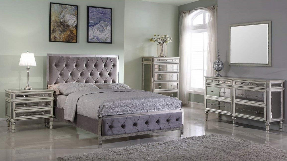 Pamella Grey Fabric Upholstered Queen Bed
