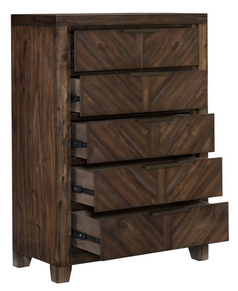 Parnell Rustic Cherry Wood 5-Drawer Chest