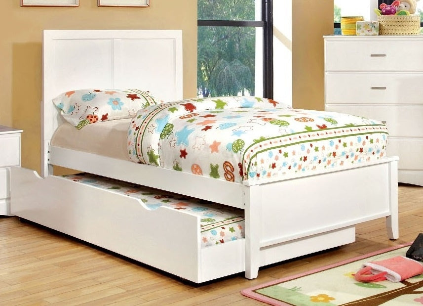 Prismo White Twin Bed with Trundle