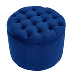 Queen Navy Velvet Storage Ottoman