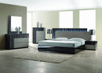 Romania Black & Zebra Grey Wood Queen Bed