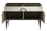 Rosy Brown Top Grain Leather/Silver Metal Console Table