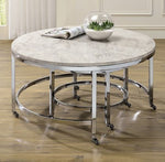 Shauna 2-Pc White/Chrome Nesting Table Set