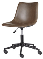 Wilford Brown Faux Leather Home Office Swivel Desk Chair