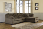 Accrington 2-Pc Earth Fabric RAF Sectional Sofa