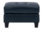 Altonbury Blue Leather Ottoman