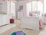 Anarasia White Wood Twin Sleigh Bed