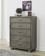 Arnett Gray Wood 5-Drawer Chest