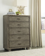 Arnett Gray Wood 5-Drawer Chest