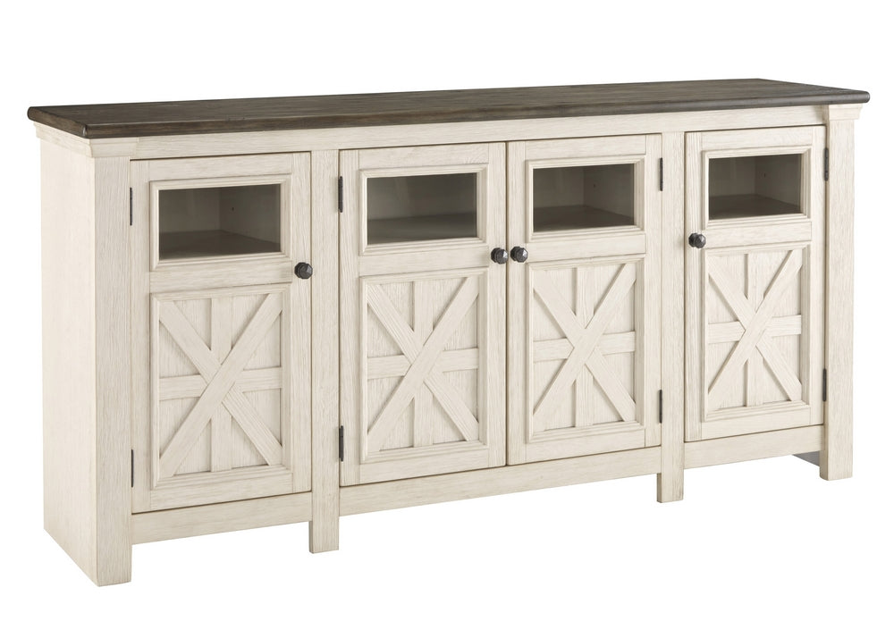 Bolanburg Weathered Oak/Antique White Wood Extra Large TV Stand