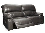 Hallstrung Gray Leather 2-Seat Power Recliner Sofa