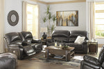 Hallstrung Gray Leather Power Recliner Loveseat