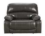 Hallstrung Gray Leather Oversized Power Recliner