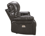 Hallstrung Gray Leather Oversized Power Recliner