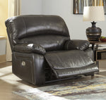 Hallstrung Gray Leather Oversized Power Recliner