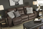 Jesolo Coffee Faux Suede Fabric Manual Recliner Sofa